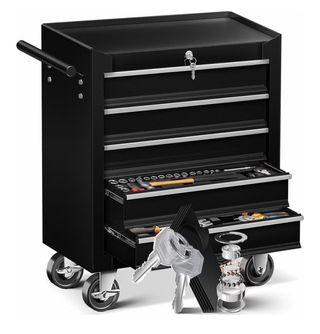 Carro de taller con utensilios de tatuaje.