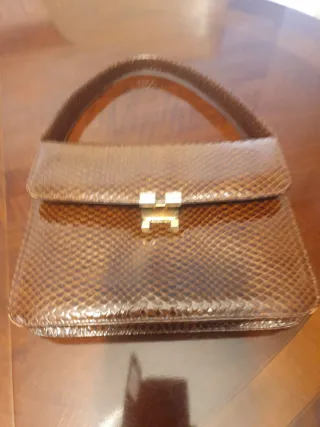 Bolso vintage piel serpiente marrón