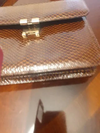 Bolso vintage piel serpiente marrón