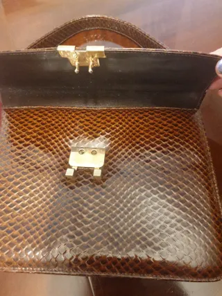 Bolso vintage piel serpiente marrón