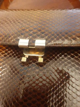 Bolso vintage piel serpiente marrón
