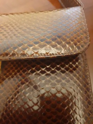 Bolso vintage piel serpiente marrón