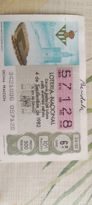 Lotería Nacional Décimos Antiguos