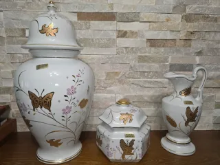 Juego Cerámica: Jarrón, Bombonera y Jarra