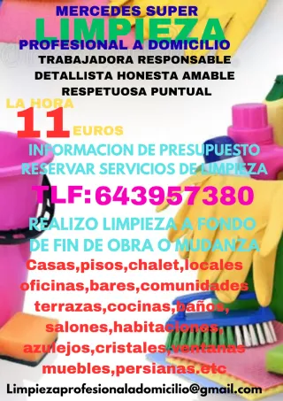 Busco trabajo de limpieza puntuales por horas