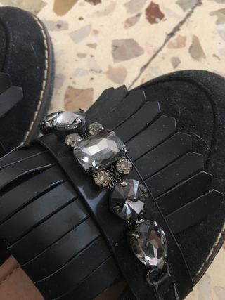 Scarpe basse donna nere con strass