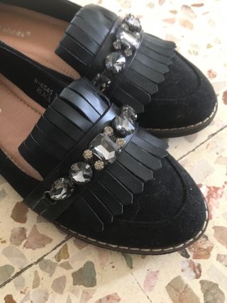 Scarpe basse donna nere con strass