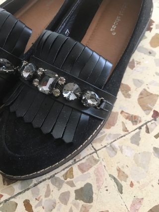 Scarpe basse donna nere con strass