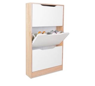 Zapatero 3 puertas blanco y roble