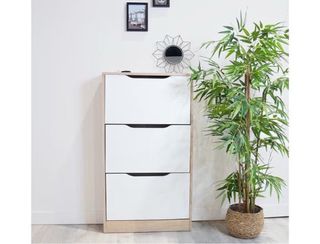 Zapatero 3 puertas blanco y roble