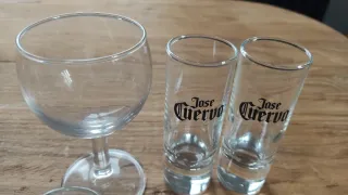Set Vasos Chupito, Copa y Salero Cristal