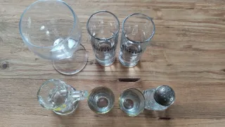 Set Vasos Chupito, Copa y Salero Cristal