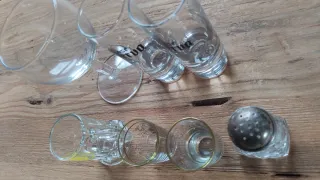 Set Vasos Chupito, Copa y Salero Cristal