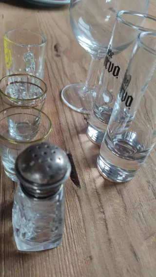 Set Vasos Chupito, Copa y Salero Cristal