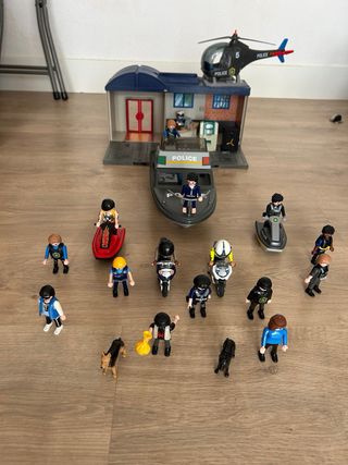 Playmobil Policía: Oficina, Helicóptero y Barco