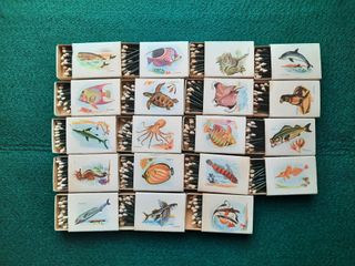 19 cajas cerillas antiguas colección FAUNA MARINA