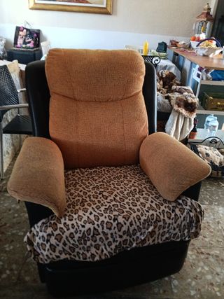 Sillón relax tela y piel