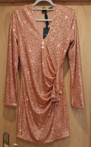 Vestido Pinko dourado/rosa com lantejoulas