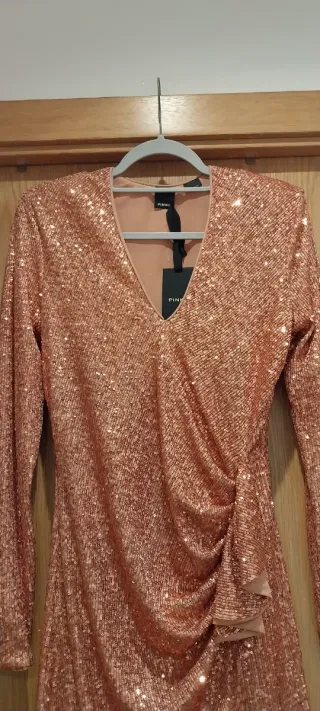 Vestido Pinko dourado/rosa com lantejoulas