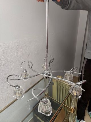 Lámpara de techo 6 tulipas plata