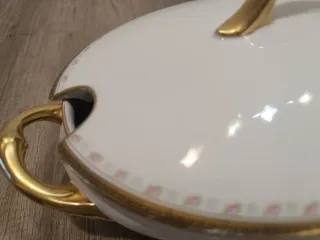 Limoges Antiguo conjunto salsera con tapa y sopera