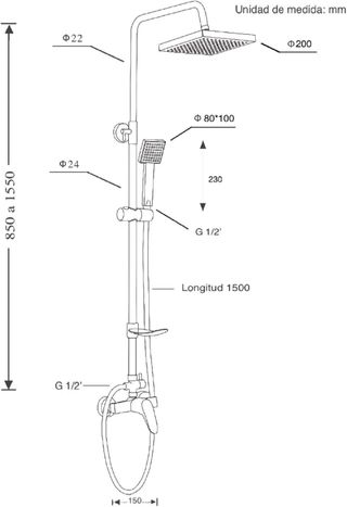 Griferia - Conjunto de Ducha Extensible con Grifo