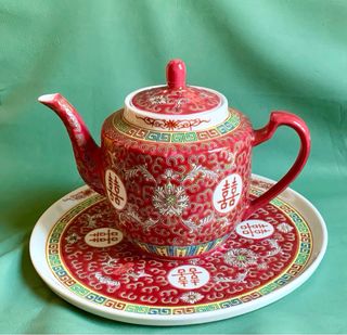 TETERA Y BANDEJA DE PORCELANA CHINA DE COLECCIÓN