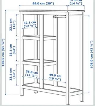 Armario abierto HEMNES, blanco, madera maciza