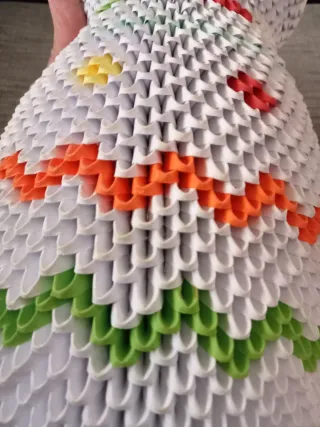 Jarrón Decorativo Origami Papel hecho artesanal .