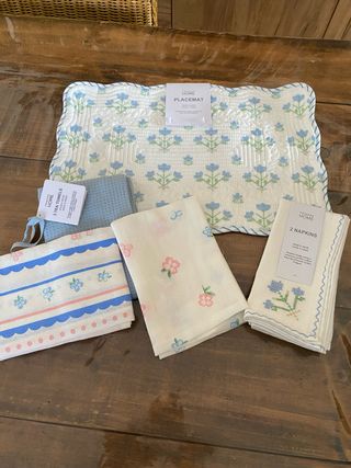 Lote textil cottage azul y blanco