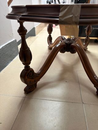Mesa auxiliar salón madera y cristal