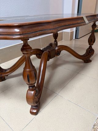 Mesa auxiliar salón madera y cristal