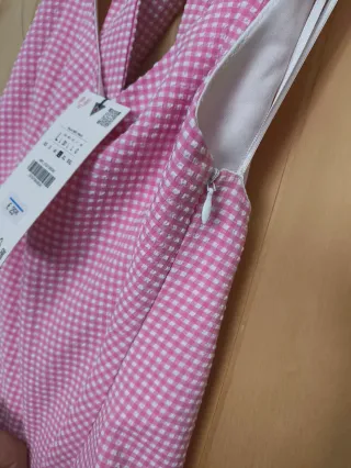 Top Zara cuadros rosa y blanco Talla L