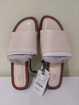 Zara Palas Piel Beige Talla 37