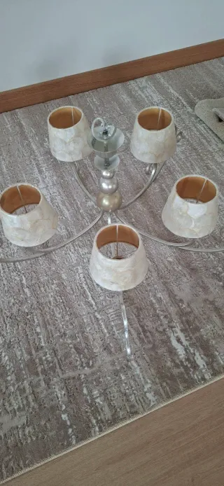 Lámpara pan de plata con tulipa de nácar