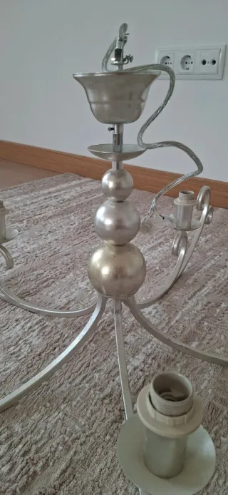 Lámpara pan de plata con tulipa de nácar