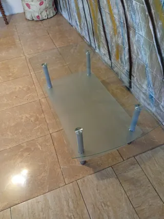 Mesa de centro cristal y metal