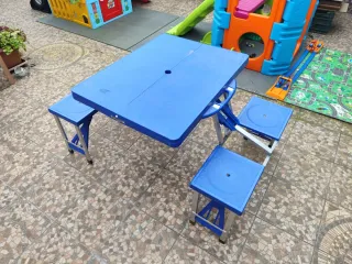 Mesa Plegable Camping Outsunny Azul