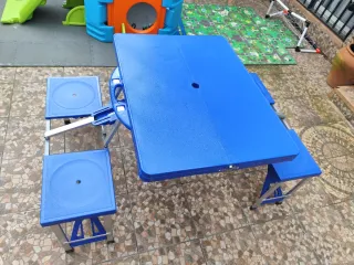 Mesa Plegable Camping Outsunny Azul