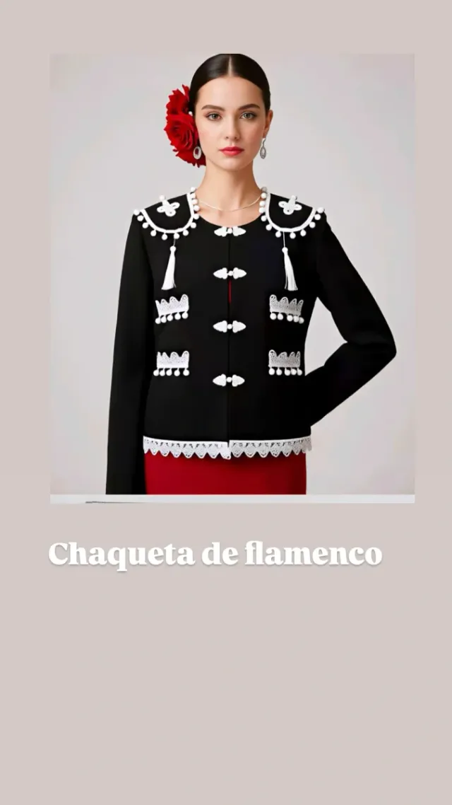 Chaqueta Flamenca Negra Bordada