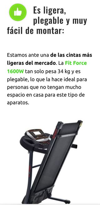 Cinta de Correr FIT FORCE FF1600