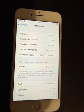 iPhone 7 32GB Plata + Funda Transparente + Caja.