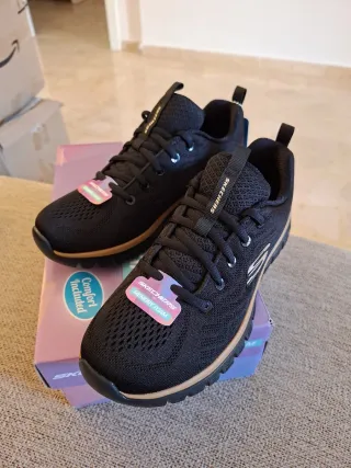 Zapatillas Skechers Mujer Negro
