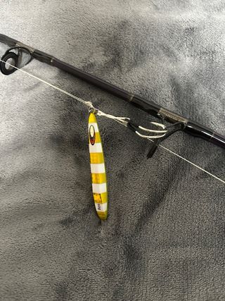 Caña de pescar y carrete alta mar