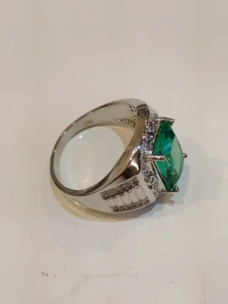 Anillo Plata Hombre Piedra Verde