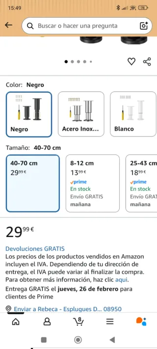 Patas extensibles 40-70cm (Negro)