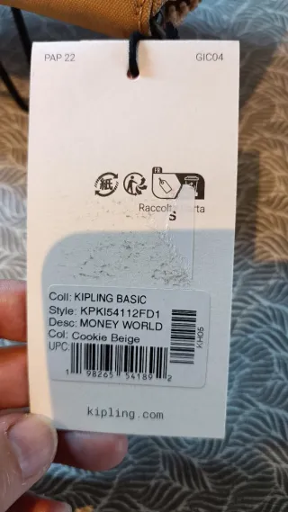 Monedero cartera grande Kipling beige mujer