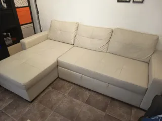 Sofá chaise longue beige