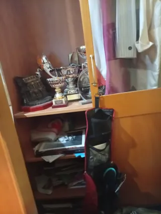 Armario de madera con cristalera