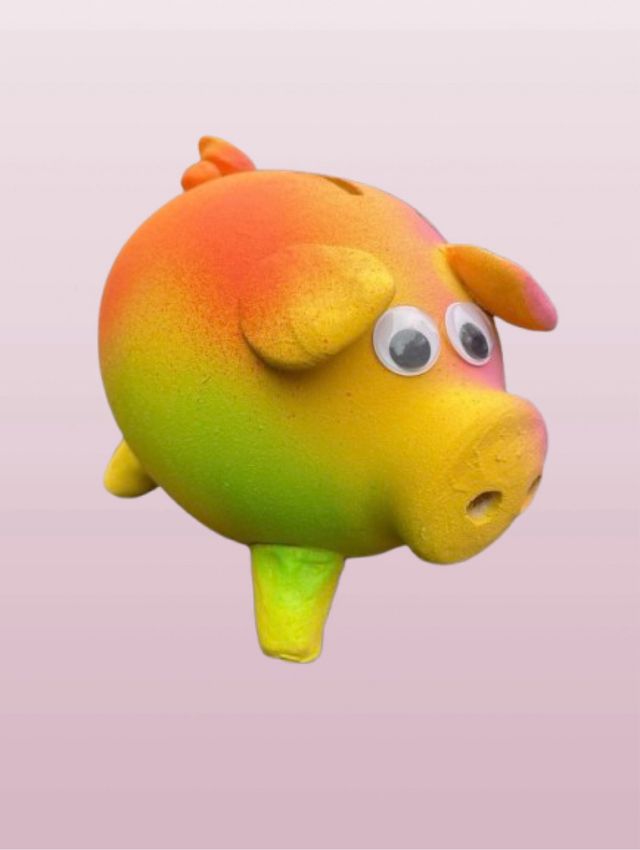 Hucha Cerdo Arcilla Decorada